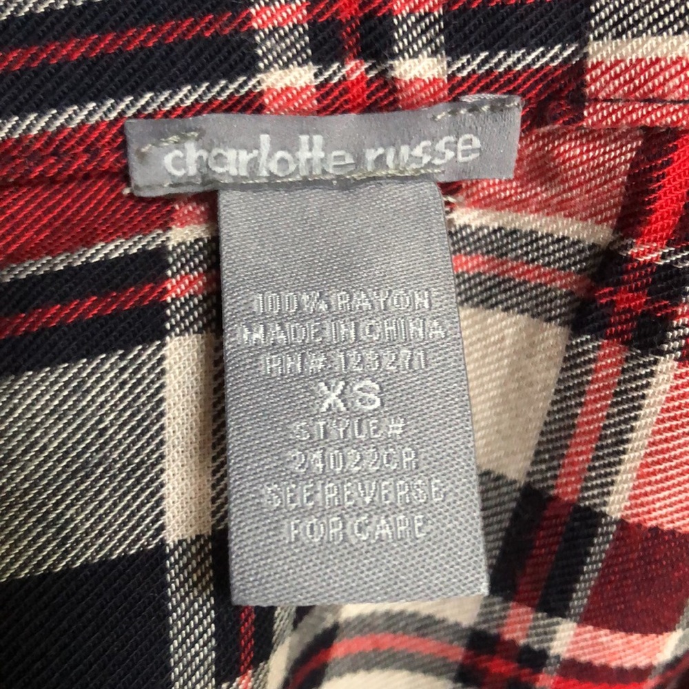 Charlotte Russe soft button down long sleeve plaid shirt - Picture 7 of 9